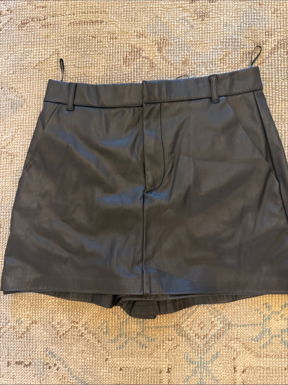 Zara Black Faux Leather Waistband Skort